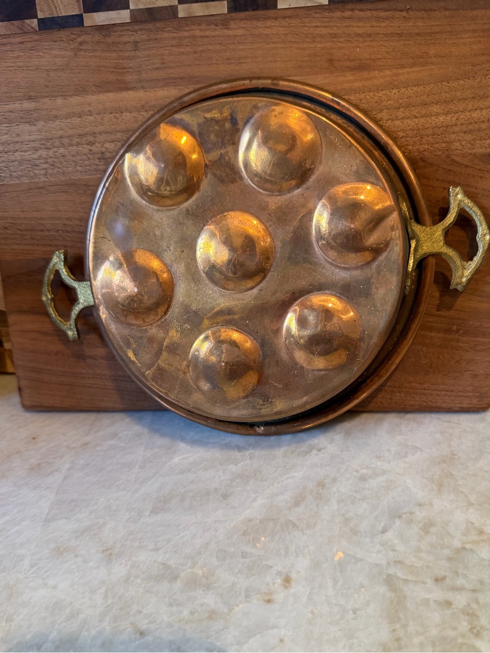 Vintage solid copper egg basting pan